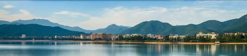 蓝色山水水库一排排楼房摄影背景,高清,摄影图,摄影图片,图片大全,摄影图免费下载